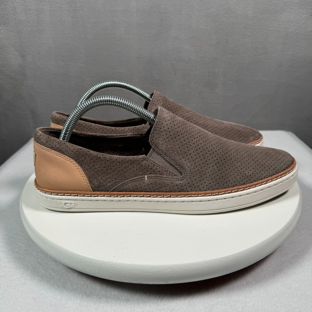 Ugg Adley Perf Slip On Sneaker Womens 9.5‎ Brown Tan Suede Leather Flat 1018375 - Picture 4 of 9